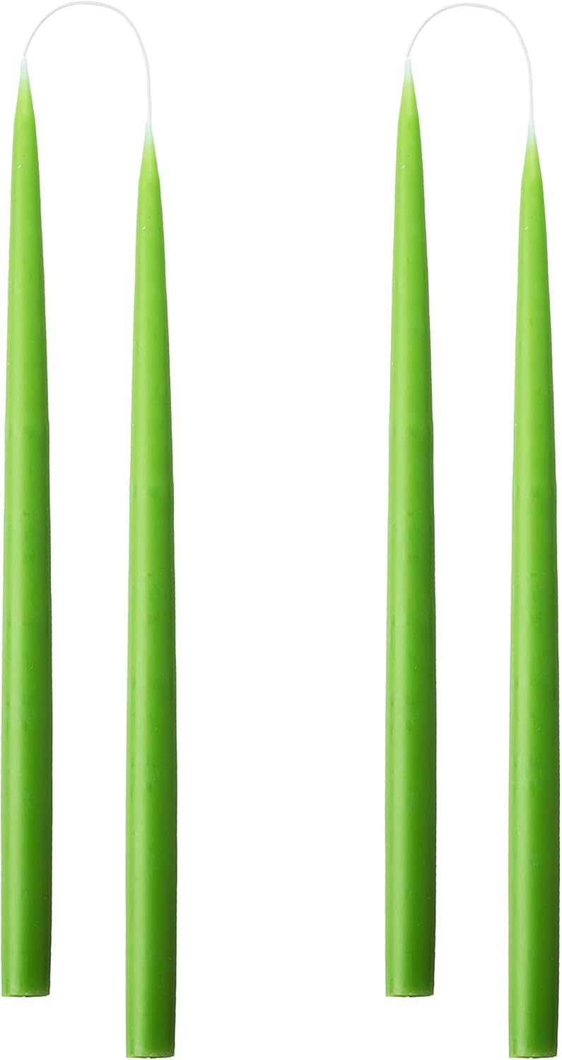 Kunstindustrien ® Taper Candles – Set of 4, 13.8" – Made in Denmark, Long Burning Candles 15h, Unscented & Smokeless Candlesticks – Elegant Tall Candles for Weddings, Dinners & Home Decor (Light Green) - Image 1